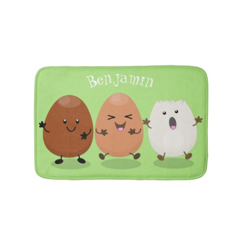 Cute kawaii eggs funny cartoon illustration bath mat