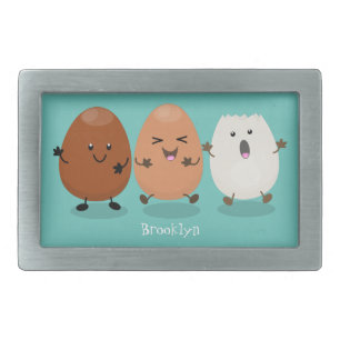 Cute kawaii eggs funny cartoon illustration belt buckle