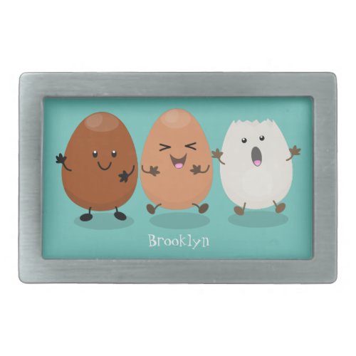 Cute kawaii eggs funny cartoon illustration belt buckle