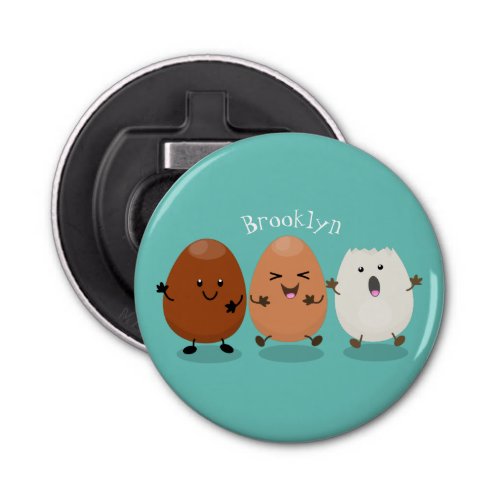 Cute kawaii eggs funny cartoon illustration  bottle opener