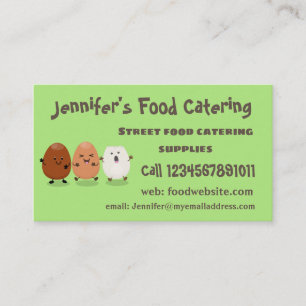 Cute kawaii eggs funny cartoon illustration business card