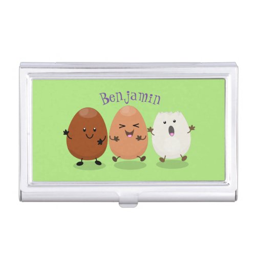 Cute kawaii eggs funny cartoon illustration business card case