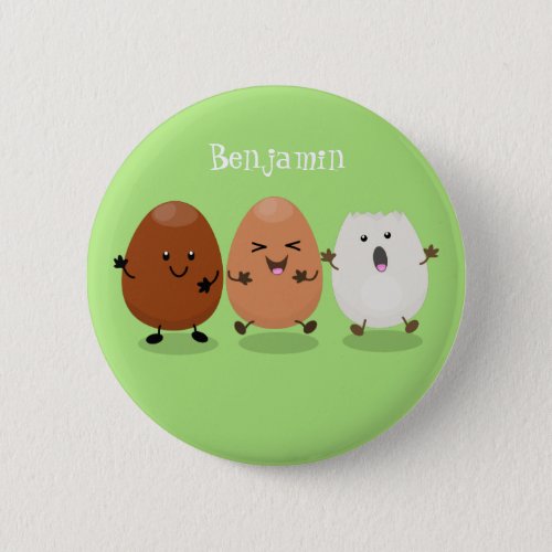 Cute kawaii eggs funny cartoon illustration button