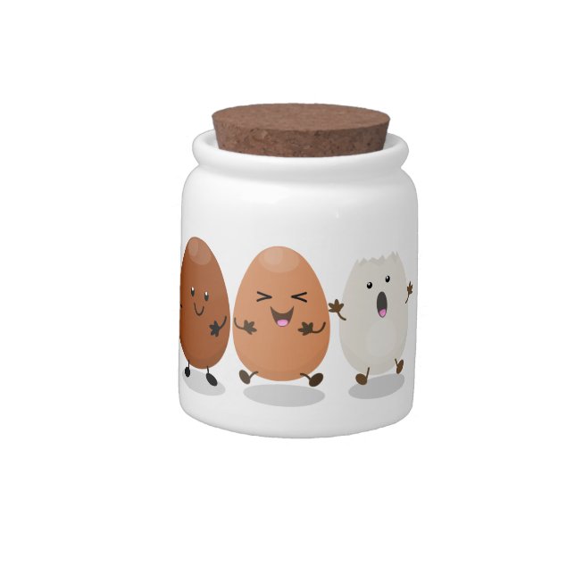 Cute kawaii eggs funny cartoon illustration candy jar (Left)