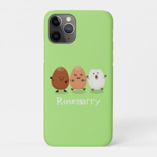 Cute kawaii eggs funny cartoon illustration iPhone 11 pro case