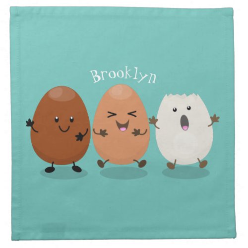 Cute kawaii eggs funny cartoon illustration cloth napkin