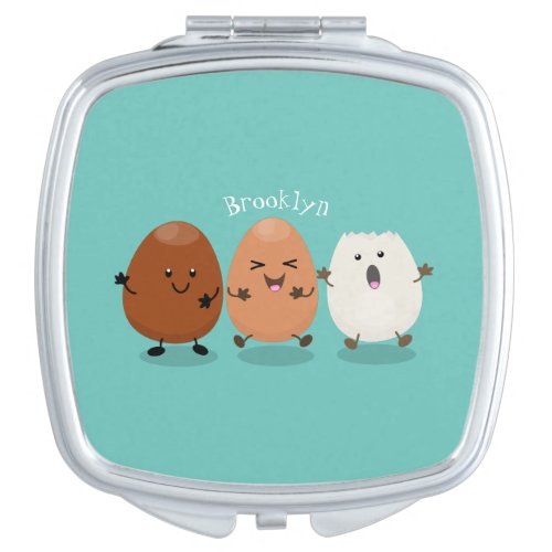 Cute kawaii eggs funny cartoon illustration compact mirror