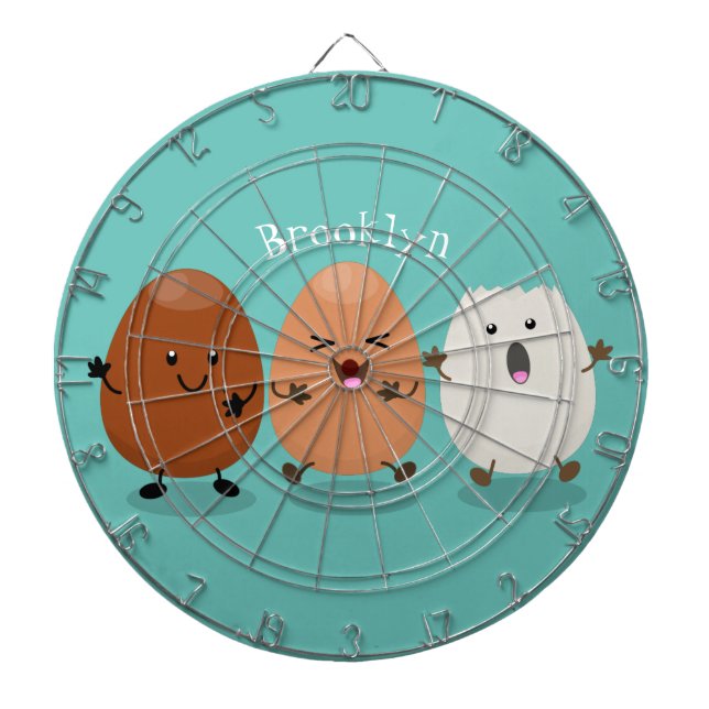 Cute kawaii eggs funny cartoon illustration dart board (Front)