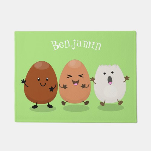 Cute kawaii eggs funny cartoon illustration doormat