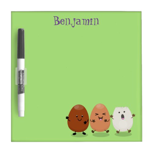 Cute kawaii eggs funny cartoon illustration dry erase board