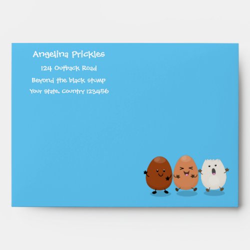 Cute kawaii eggs funny cartoon illustration envelope