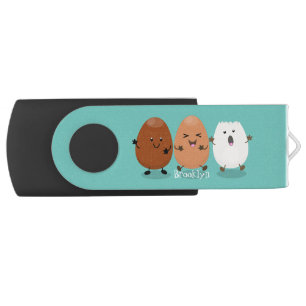 Cute kawaii eggs funny cartoon illustration flash drive