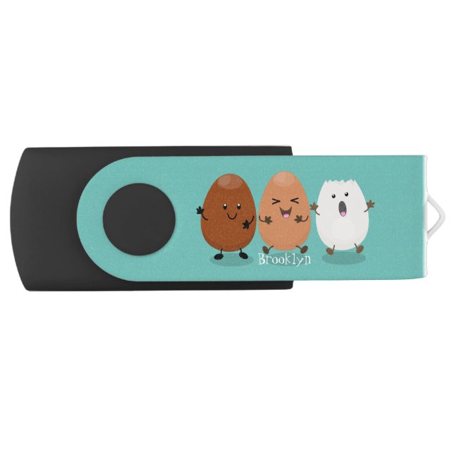 Cute kawaii eggs funny cartoon illustration flash drive (Front)
