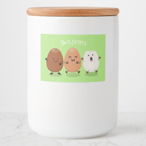 Cute kawaii eggs funny cartoon illustration food label