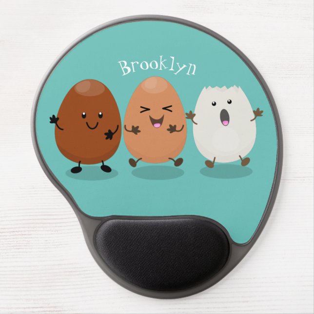 Cute kawaii eggs funny cartoon illustration gel mouse pad (Front)