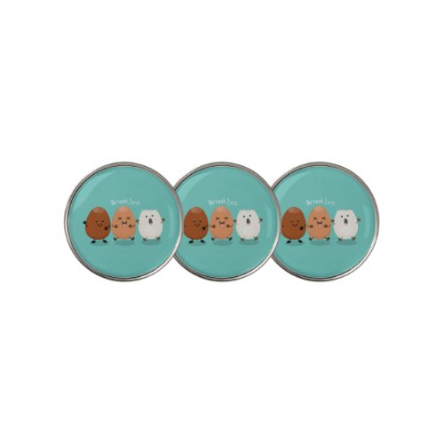 Cute kawaii eggs funny cartoon illustration golf ball marker