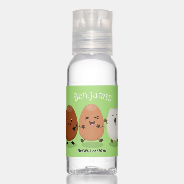 Cute kawaii eggs funny cartoon illustration hand sanitizer (Front)