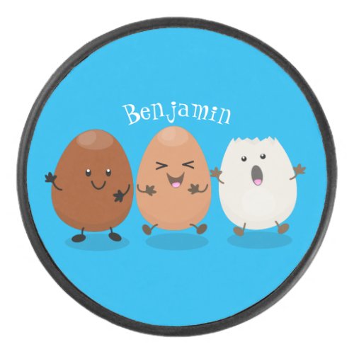 Cute kawaii eggs funny cartoon illustration hockey puck