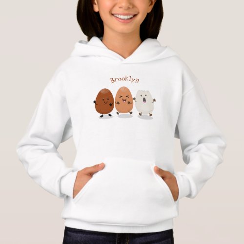 Cute kawaii eggs funny cartoon illustration hoodie