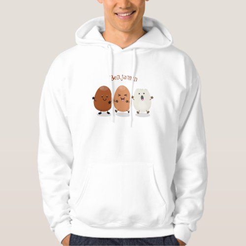 Cute kawaii eggs funny cartoon illustration hoodie