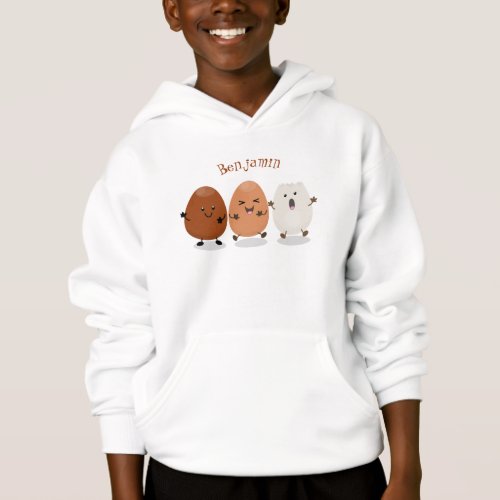 Cute kawaii eggs funny cartoon illustration hoodie