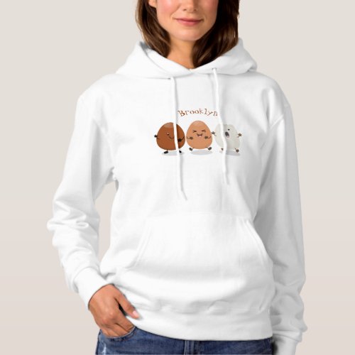 Cute kawaii eggs funny cartoon illustration hoodie