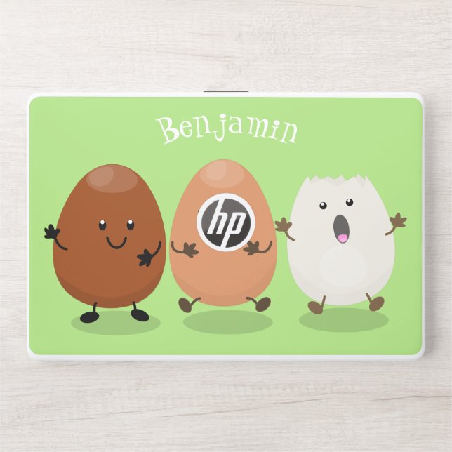 Cute kawaii eggs funny cartoon illustration HP laptop skin (Front)
