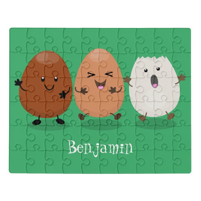 Cute kawaii eggs funny cartoon illustration jigsaw puzzle (Puzzle Horizontal)