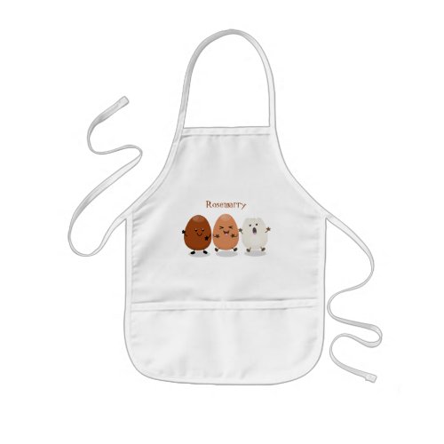 Cute kawaii eggs funny cartoon illustration kids apron