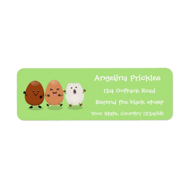 Cute kawaii eggs funny cartoon illustration label (Front)