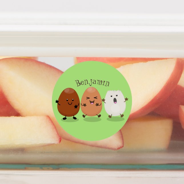 Cute kawaii eggs funny cartoon illustration labels (Affixed)