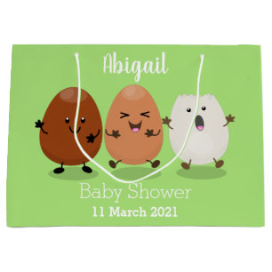 Cute kawaii eggs funny cartoon illustration large gift bag