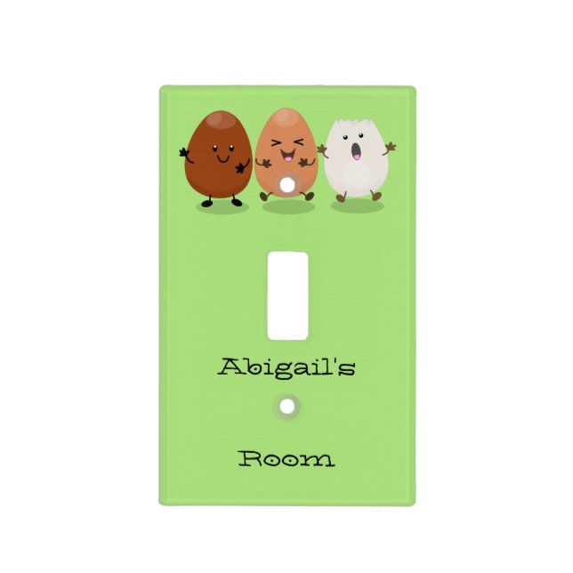 Cute kawaii eggs funny cartoon illustration  light switch cover (Front)