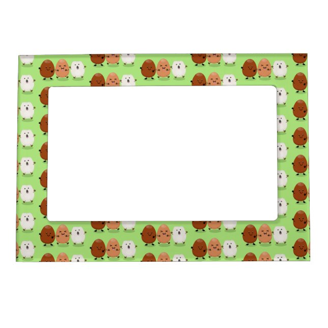 Cute kawaii eggs funny cartoon illustration magnetic frame (Front)