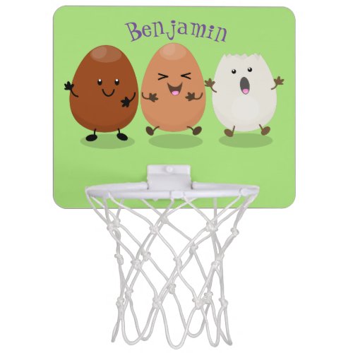 Cute kawaii eggs funny cartoon illustration mini basketball hoop