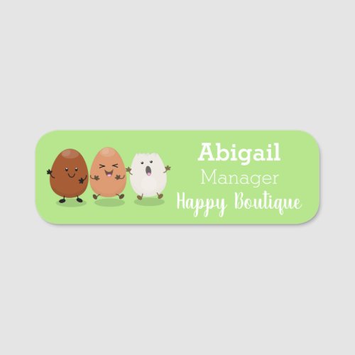 Cute kawaii eggs funny cartoon illustration  name tag