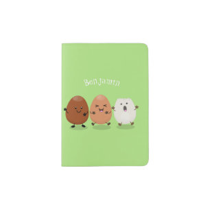 Cute kawaii eggs funny cartoon illustration passport holder