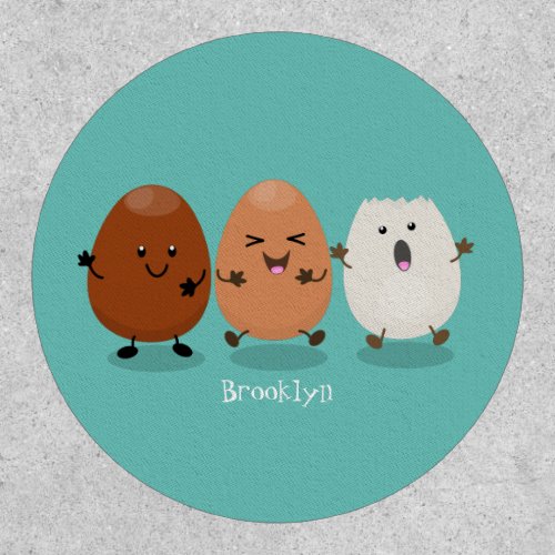 Cute kawaii eggs funny cartoon illustration patch