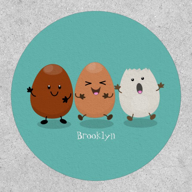 Cute kawaii eggs funny cartoon illustration patch (Front)
