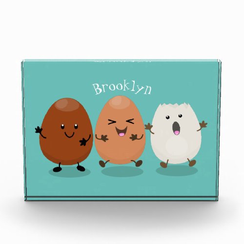 Cute kawaii eggs funny cartoon illustration photo block