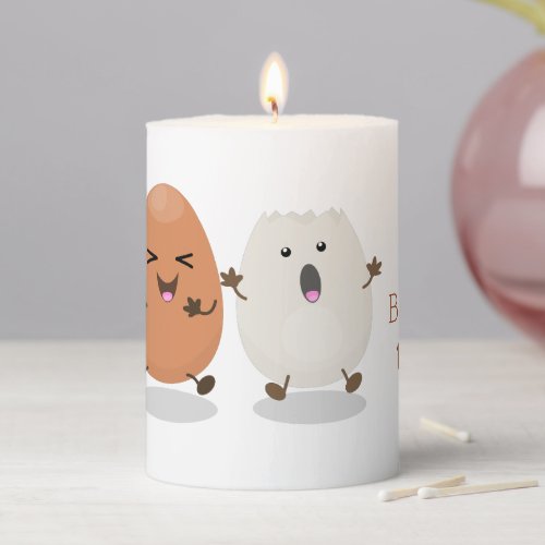 Cute kawaii eggs funny cartoon illustration pillar candle