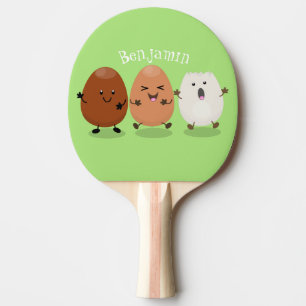 Cute kawaii eggs funny cartoon illustration ping pong paddle