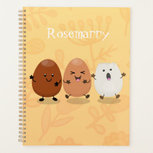 Cute kawaii eggs funny cartoon illustration planner