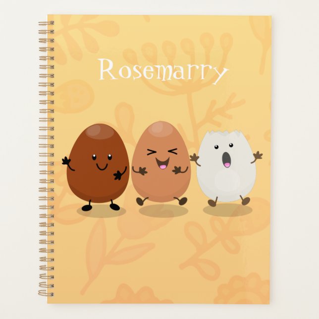 Cute kawaii eggs funny cartoon illustration planner (Front)