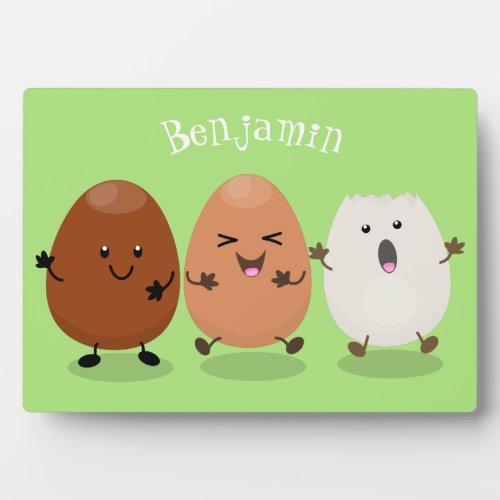 Cute kawaii eggs funny cartoon illustration plaque