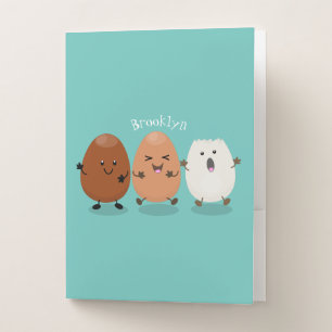 Cute kawaii eggs funny cartoon illustration  pocket folder