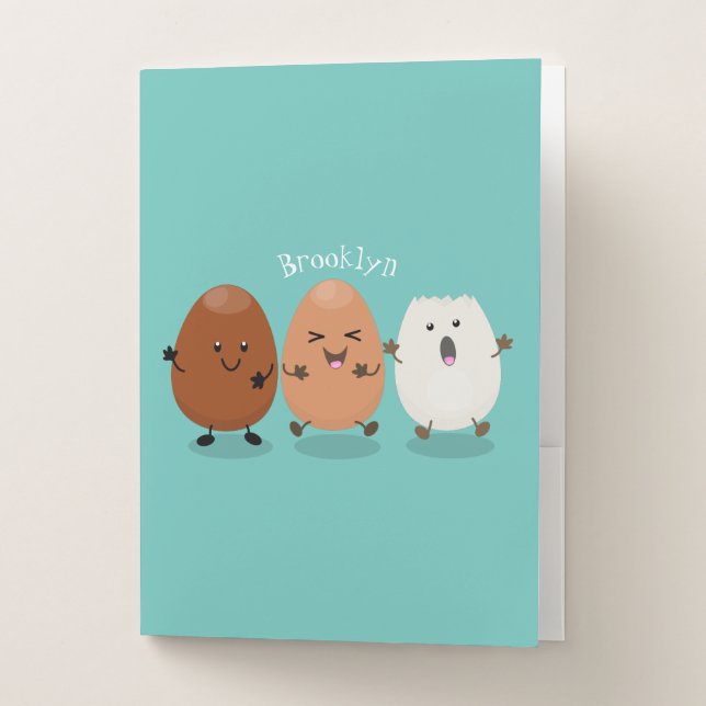 Cute kawaii eggs funny cartoon illustration  pocket folder (Front)