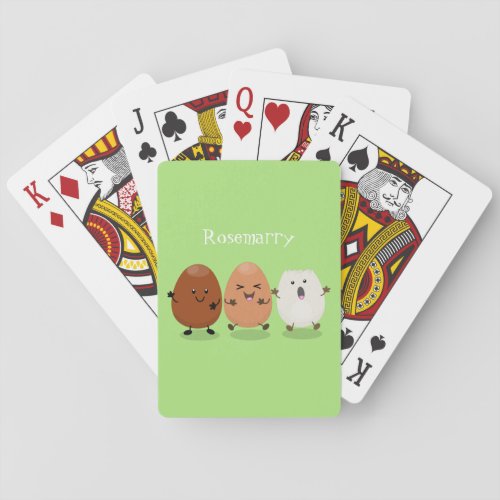 Cute kawaii eggs funny cartoon illustration poker cards