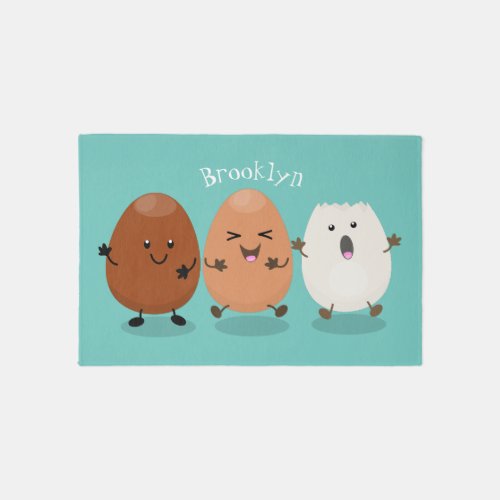 Cute kawaii eggs funny cartoon illustration rug