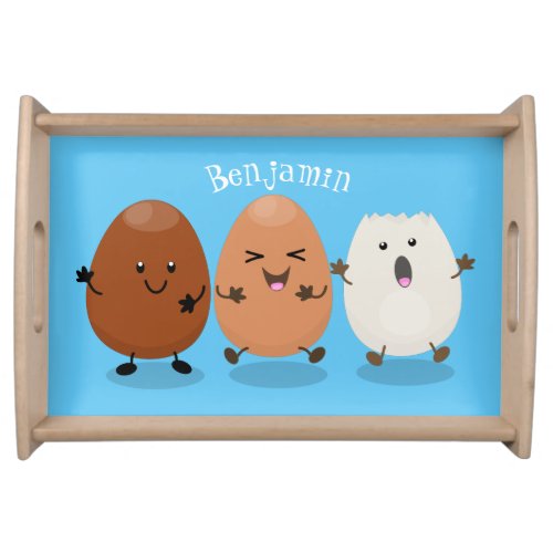 Cute kawaii eggs funny cartoon illustration serving tray